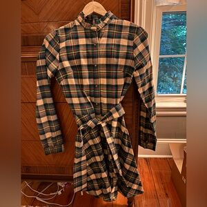 Kiel James Patrick Cozy Cabin Flannel Plaid Midi Dress Size Extra Small